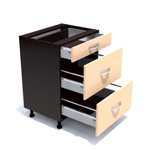 Corp inferior 60 cu 3 sertare metalice pentru greutate Zebra cappuccino [2]