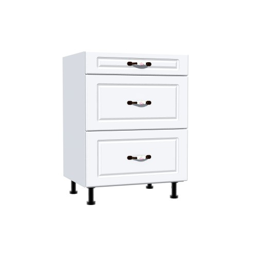 Corp inferior 60 cu 3 sertare metalice pentru greutate Zebra MDF alb [1]