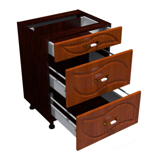 Corp inferior 60 cu 3 sertare metalice pentru greutate Zebra MDF frunza cedru [2]