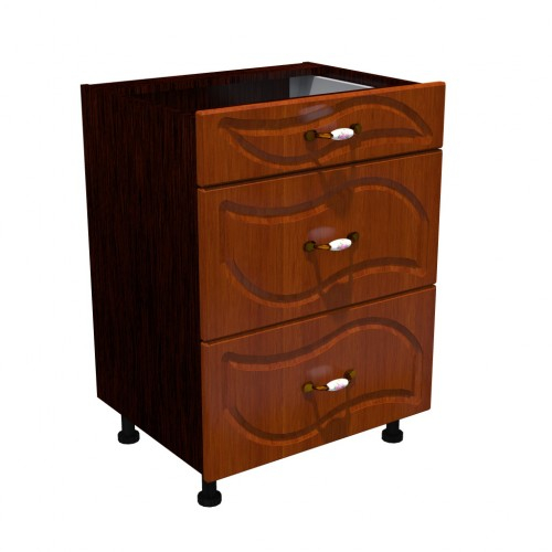 Corp inferior 60 cu 3 sertare metalice pentru greutate Zebra MDF frunza cedru [1]