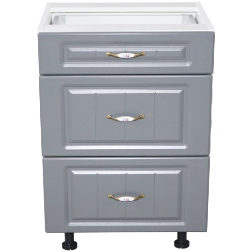 Corp inferior 60 cu 3 sertare metalice pentru greutate Zebra MDF gri dungi [2]