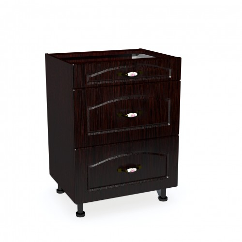 Corp inferior 60 cu 3 sertare metalice pentru greutate Zebra MDF mustata wenge [1]