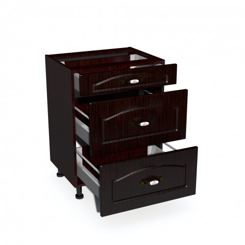 Corp inferior 60 cu 3 sertare metalice pentru greutate Zebra MDF mustata wenge [2]