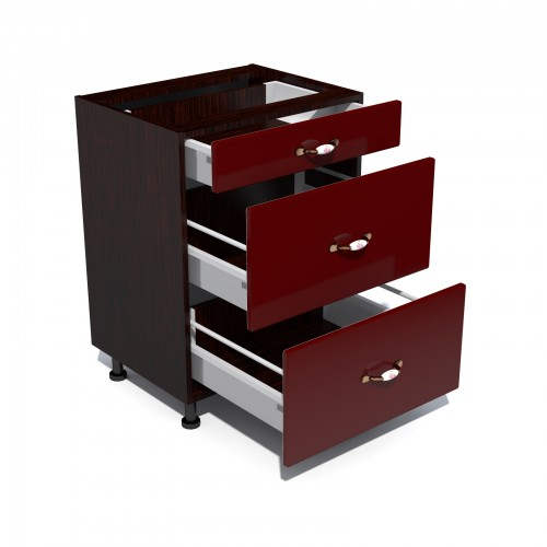 Corp inferior 60 cu 3 sertare metalice pentru greutate Zebra MDF rosu simplu [2]