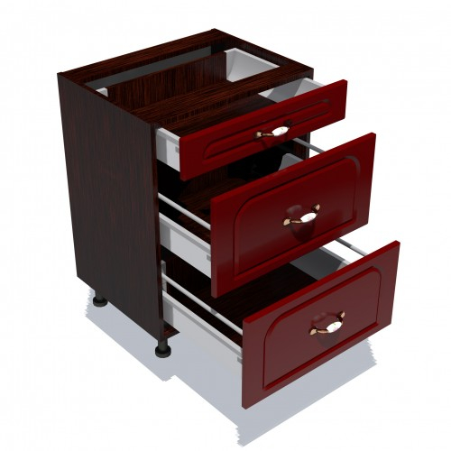 Corp inferior 60 cu 3 sertare metalice pentru greutate Zebra MDF tulip rosu [2]