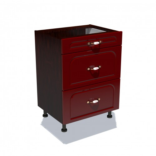 Corp inferior 60 cu 3 sertare metalice pentru greutate Zebra MDF tulip rosu [1]