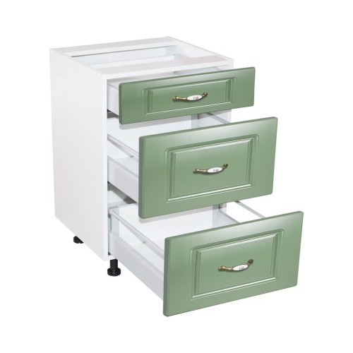 Corp inferior 60 cu 3 sertare metalice pentru greutate Zebra MDF Verde [3]