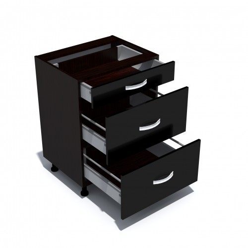 Corp inferior 60 cu 3 sertare metalice pentru greutate Zebra negru [2]