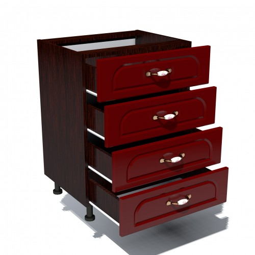 Corp inferior 60 cu 4 sertare Zebra MDF tulip rosu [2]