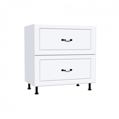 Corp inferior 80 cu 2 sertare metalice pentru greutate Zebra MDF alb drept [1]