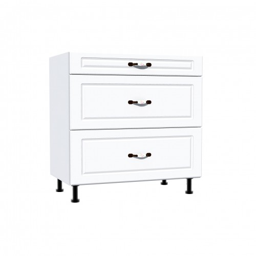 Corp inferior 80 cu 3 sertare metalice greutate Zebra MDF alb [1]