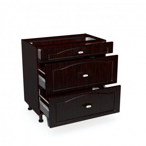 Corp inferior 80 cu 3 sertare metalice pentru greutate Zebra MDF mustata wenge [2]