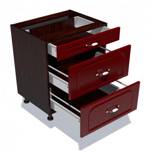 Corp inferior 80 cu 3 sertare metalice pentru greutate Zebra MDF tulip rosu [2]