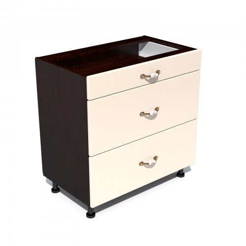 Corp inferior 80 cu 3 sertare metalice pentru greutate Zebra MDF vanilie simplu [1]