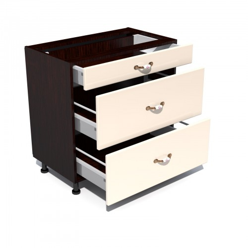 Corp inferior 80 cu 3 sertare metalice pentru greutate Zebra MDF vanilie simplu [2]