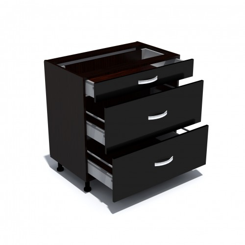 Corp inferior 80 cu 3 sertare metalice pentru greutate Zebra negru [2]