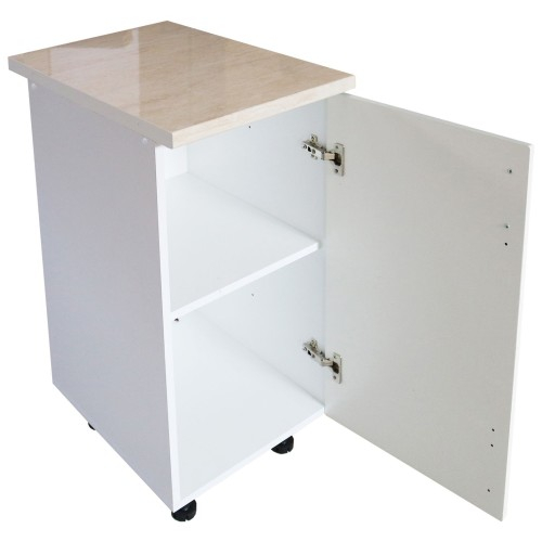 Corp inferior cu 1 usa Zebra, Alb/MDF Alb mat, cu blat Travertin, 40 x 85 x 60 cm [2]