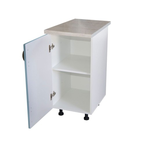 Corp inferior cu 1 Usa Zebra, Alb / MDF Albastru si blat travertin 40 x 85 x 60 [3]