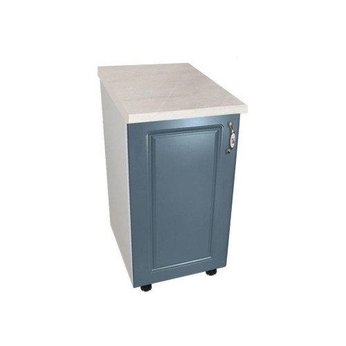 Corp inferior cu 1 Usa Zebra, Alb / MDF Albastru si blat travertin 40 x 85 x 60 [2]