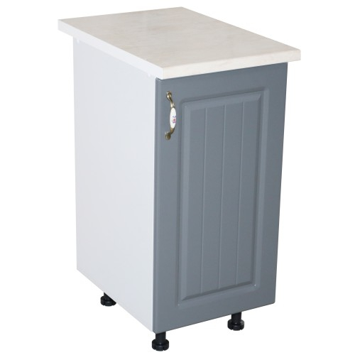 Corp inferior cu 1 Usa Zebra, Alb/MDF Gri, si blat Travertin 40 x 85 x 60 [6]