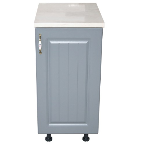 Corp inferior cu 1 Usa Zebra, Alb/MDF Gri, si blat Travertin 40 x 85 x 60 [1]