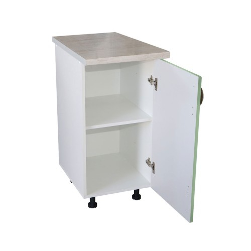 Corp inferior cu 1 Usa Zebra, Alb/MDF Verde si blat travertin 40 x 85 x 60 [2]