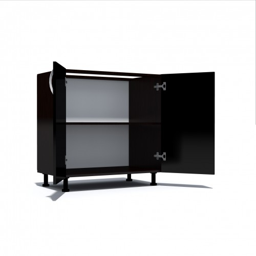 Corp inferior cu 2 usi 80 cm Zebra, Wenge/Negru, fara blat 80 x 82 x 50 [2]