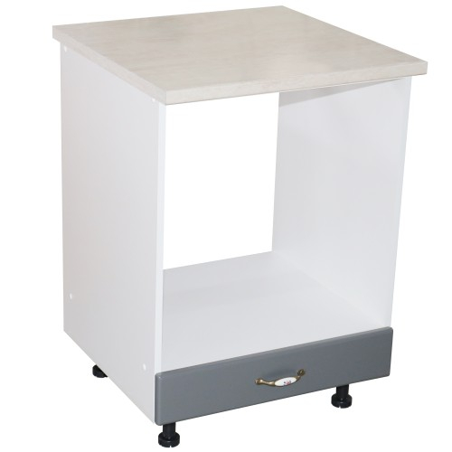 Corp pentru cuptor incorporabil cu sertar Zebra, Alb/MDF gri, cu blat travertin, 60 x 85 x 60 cm [1]