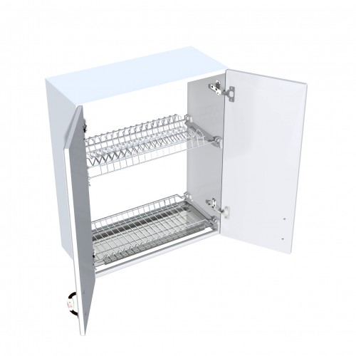 Corp superior 60 cu 2 usi cu scurgator de vase Zebra MDF alb drept [3]