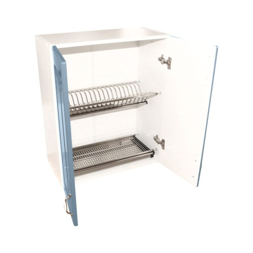 Corp superior 60 cu 2 usi cu scurgator de vase Zebra MDF albastru drept [2]