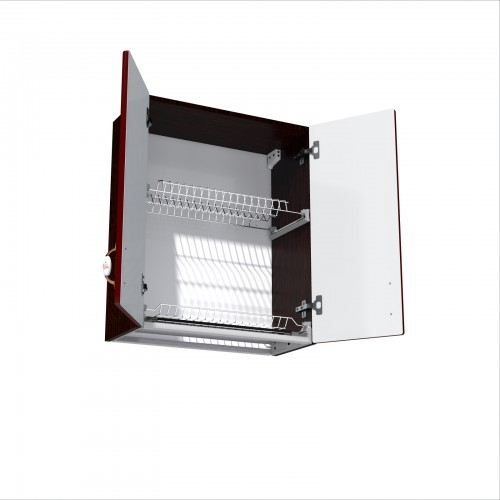 Corp superior 60 cu 2 usi cu scurgator de vase Zebra MDF rosu simplu [3]