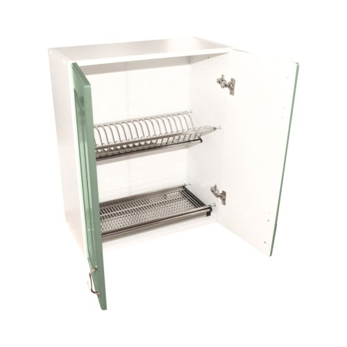 Corp superior 60 cu 2 usi cu scurgator de vase Zebra MDF verde drept [4]