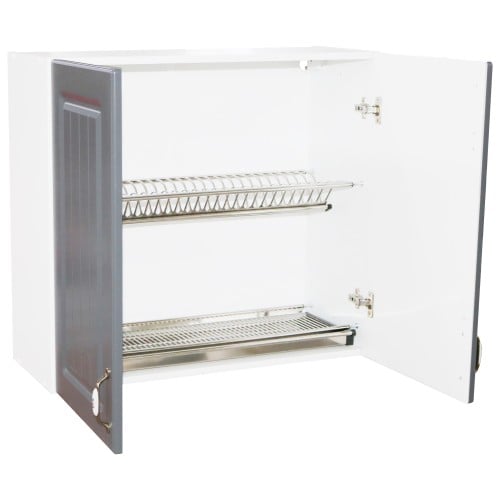 Corp superior 80 cu 2 usi cu scurgator de vase Zebra MDF gri dungi [5]