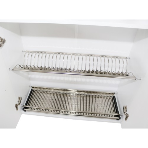 Corp superior 80 cu 2 usi cu scurgator de vase Zebra MDF gri dungi [2]