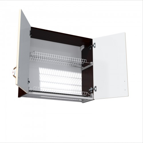 Corp superior 80 cu 2 usi cu scurgator de vase Zebra MDF vanilie simplu [3]