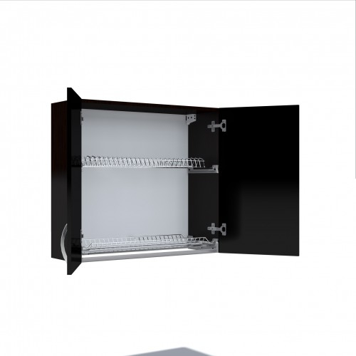 Corp superior 80 cu 2 usi cu scurgator de vase Zebra negru [3]