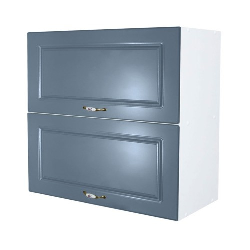 Corp superior 80 cu 2 usi orizontale Zebra MDF albastru drept [1]