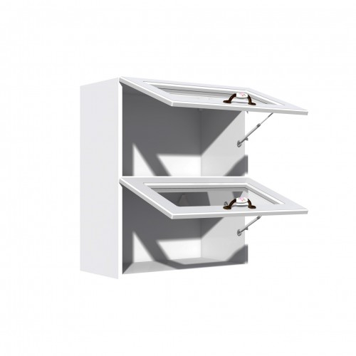 Corp superior vitrina 60 cu 2 usi orizontale Zebra MDF alb drept [4]