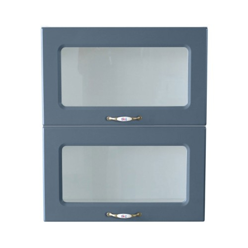 Corp superior vitrina 60 cu 2 usi orizontale Zebra MDF albastru drept [3]