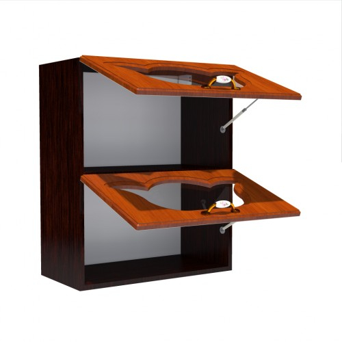 Corp superior vitrina 60 cu 2 usi orizontale Zebra MDF frunza cedru [3]