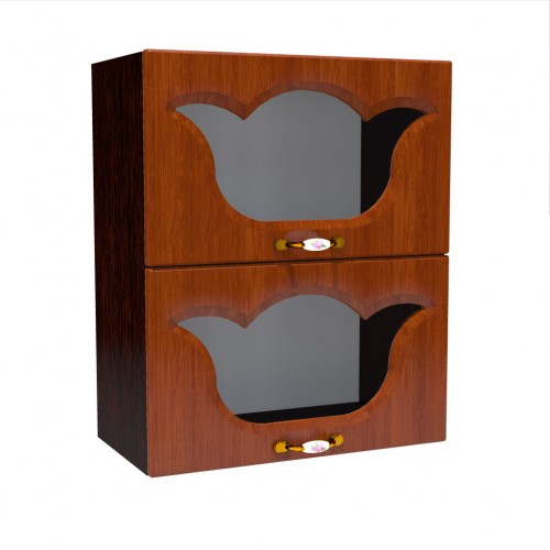 Corp superior vitrina 60 cu 2 usi orizontale Zebra MDF frunza cedru [1]