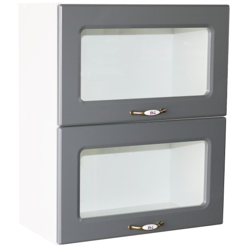 Corp superior vitrina 60 cu 2 usi orizontale Zebra MDF gri dungi [1]