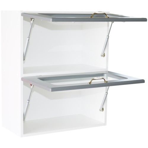 Corp superior vitrina 60 cu 2 usi orizontale Zebra MDF gri dungi [5]