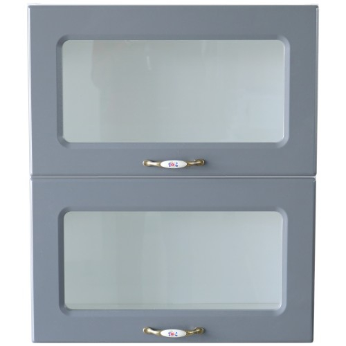 Corp superior vitrina 60 cu 2 usi orizontale Zebra MDF gri dungi [4]