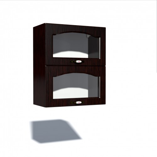 Corp superior vitrina 60 cu 2 usi orizontale Zebra MDF mustata wenge [1]