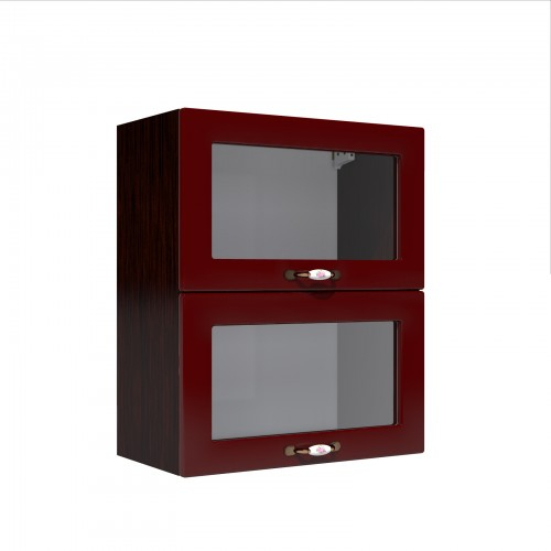 Corp superior vitrina 60 cu 2 usi orizontale Zebra MDF rosu simplu [1]