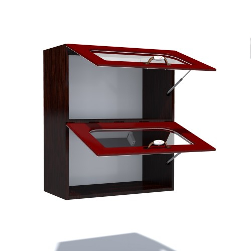 Corp superior vitrina 60 cu 2 usi orizontale Zebra MDF tulip rosu [3]