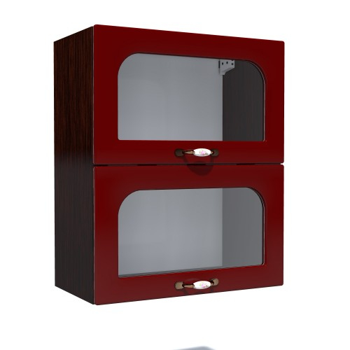 Corp superior vitrina 60 cu 2 usi orizontale Zebra MDF tulip rosu [1]