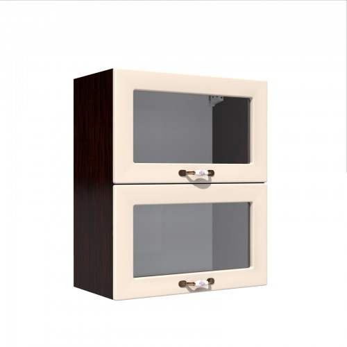 Corp superior vitrina 60 cu 2 usi orizontale Zebra MDF vanilie simplu [1]