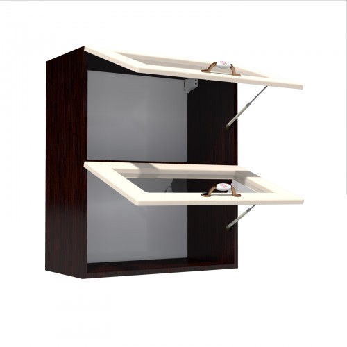 Corp superior vitrina 60 cu 2 usi orizontale Zebra MDF vanilie simplu [3]